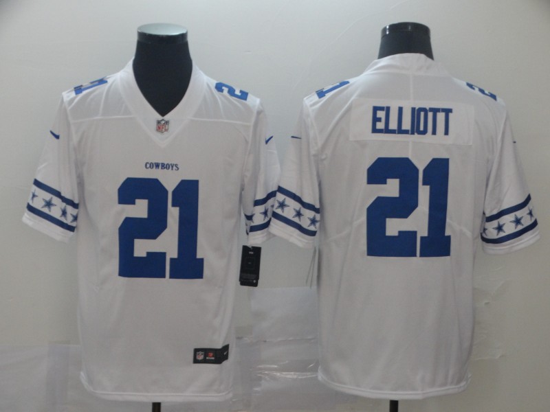 Men's Dallas Cowboys #21 Ezekiel Elliott White Jersey